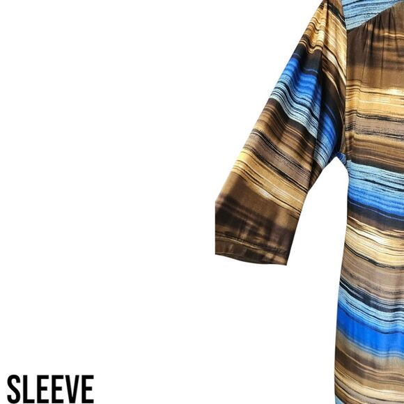 MLLE GABRIALLE Plus Size Multi- Color Stripped Wrap 1/2'Sleeve Midi Dress 3X - Picture 7 of 15